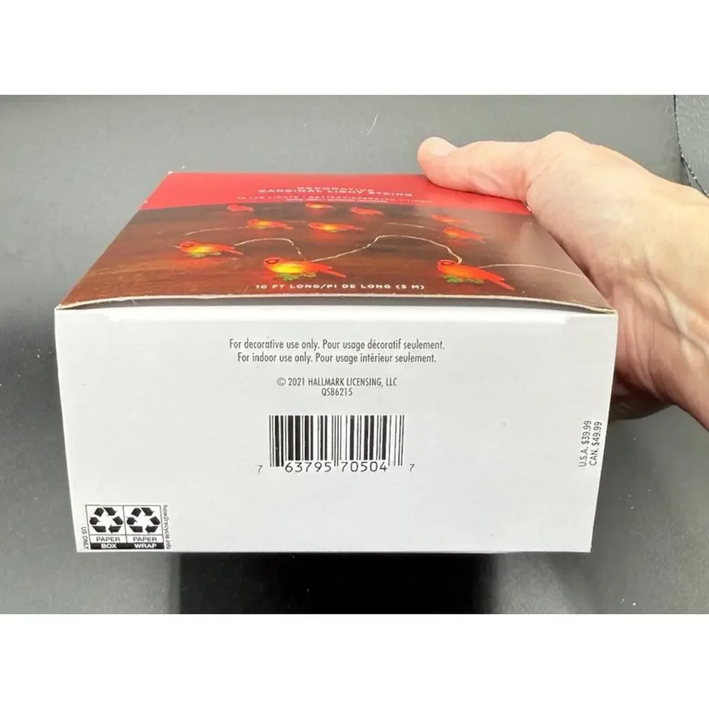 Hallmark Decorative Cardinals Magic Light String 10' 6 Hour Timer Brand New -42D